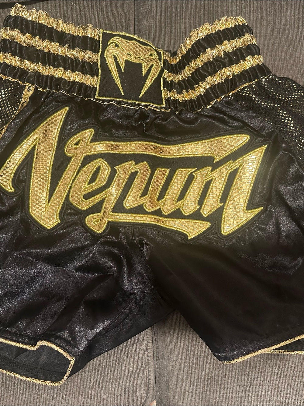 Venum Women’s Athletic Shorts — Black with Gold Accents